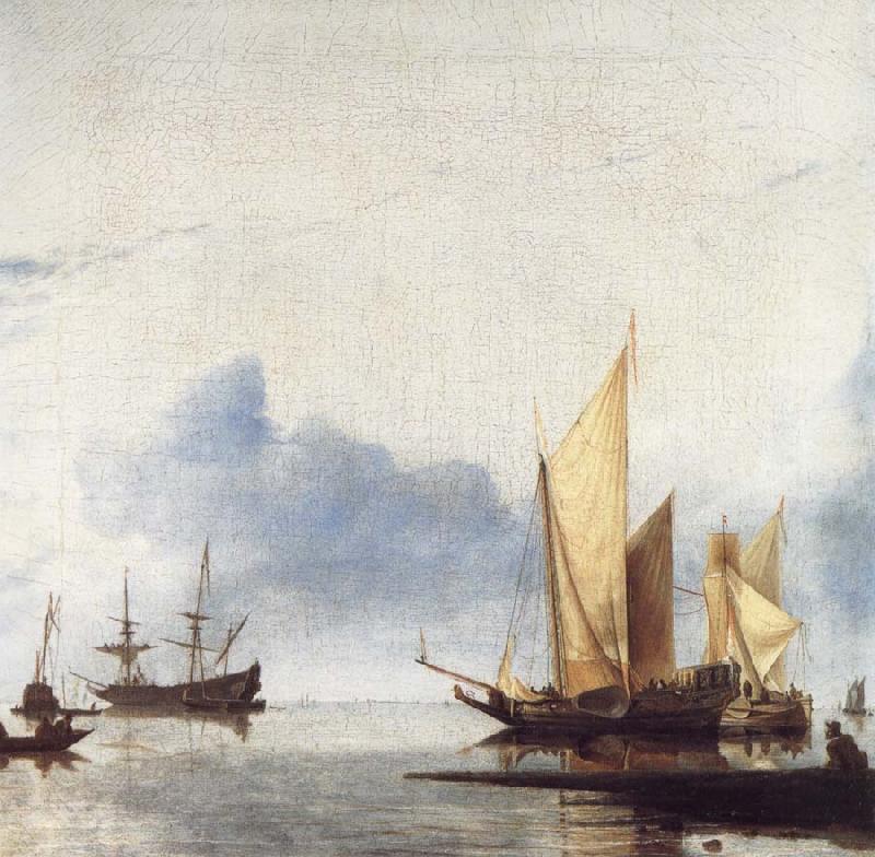 unknow artist A Dutch Yacht and Other Vessels Becalmed Near the Shore
